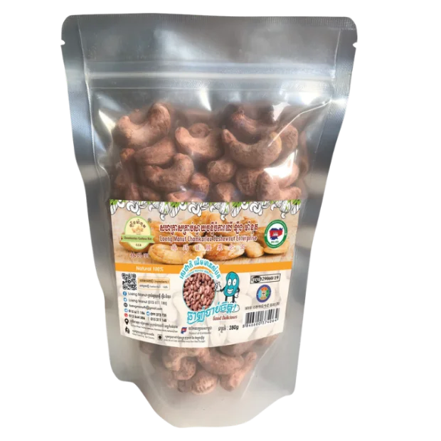 Roasted cashews with skin, 280g pouch